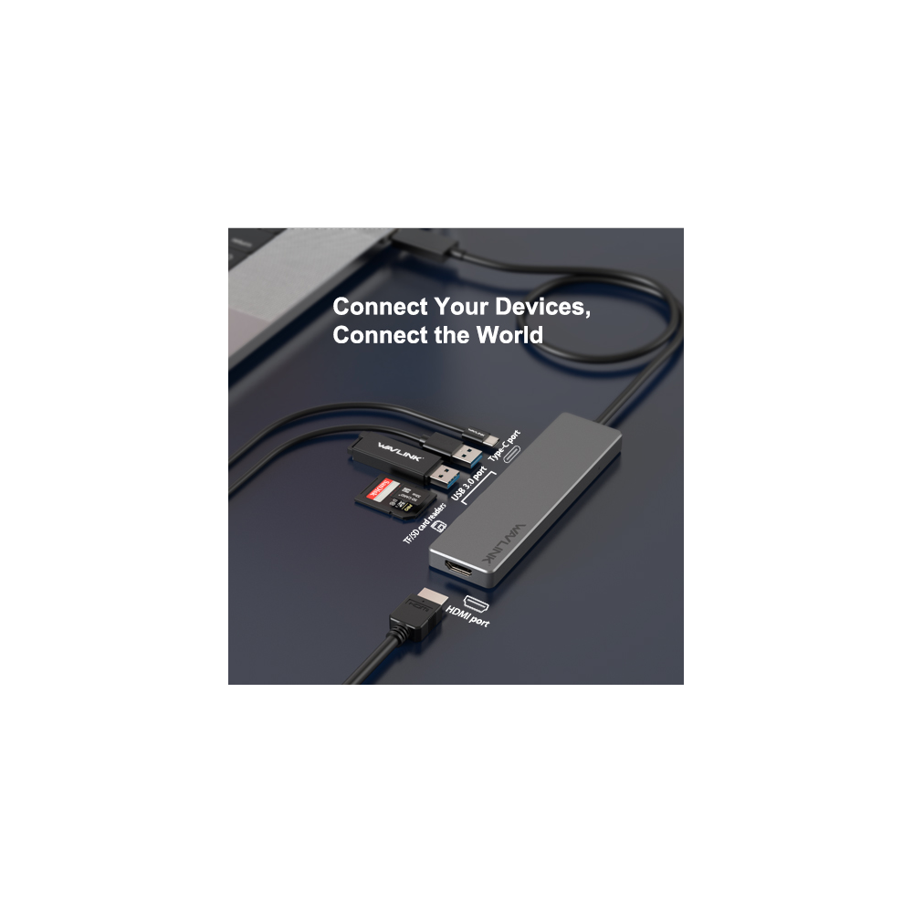 WAVLINK USB-C travel mini dock, KORTLESER+HDMI+USB3.0