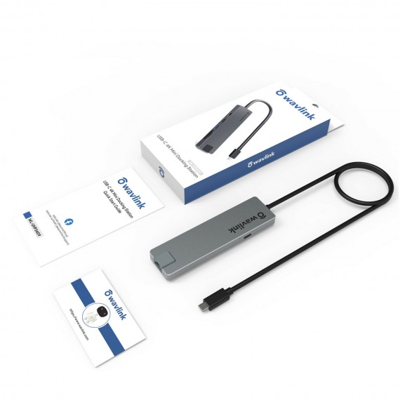 WAVLINK USB-C travel mini hub+kortleser+HDMI+PD lading