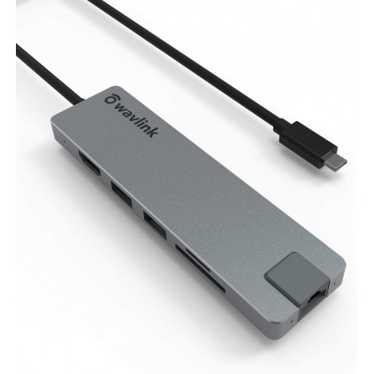 WAVLINK USB-C travel mini hub+kortleser+HDMI+PD lading